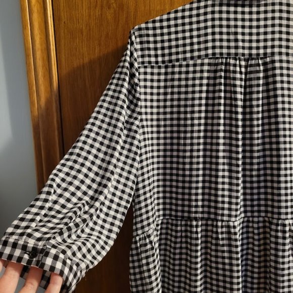 Reitmans Gingham Babydoll Tunic Tiered Shirtdress L - Picture 12 of 12